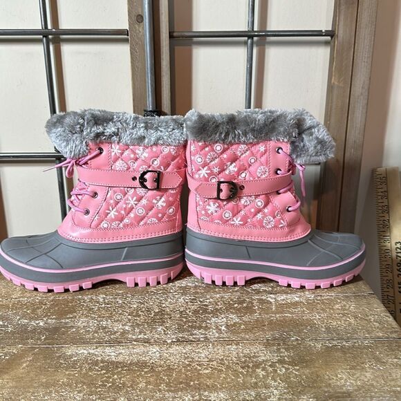 Snow boots girls, size 5, pink and gray new - Picture 4 of 6